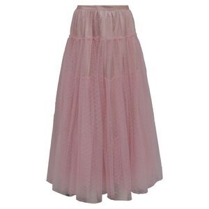 Loveshackfancy Swiss Dot Lace Midi Tiered Skirt in Pink Polyester
